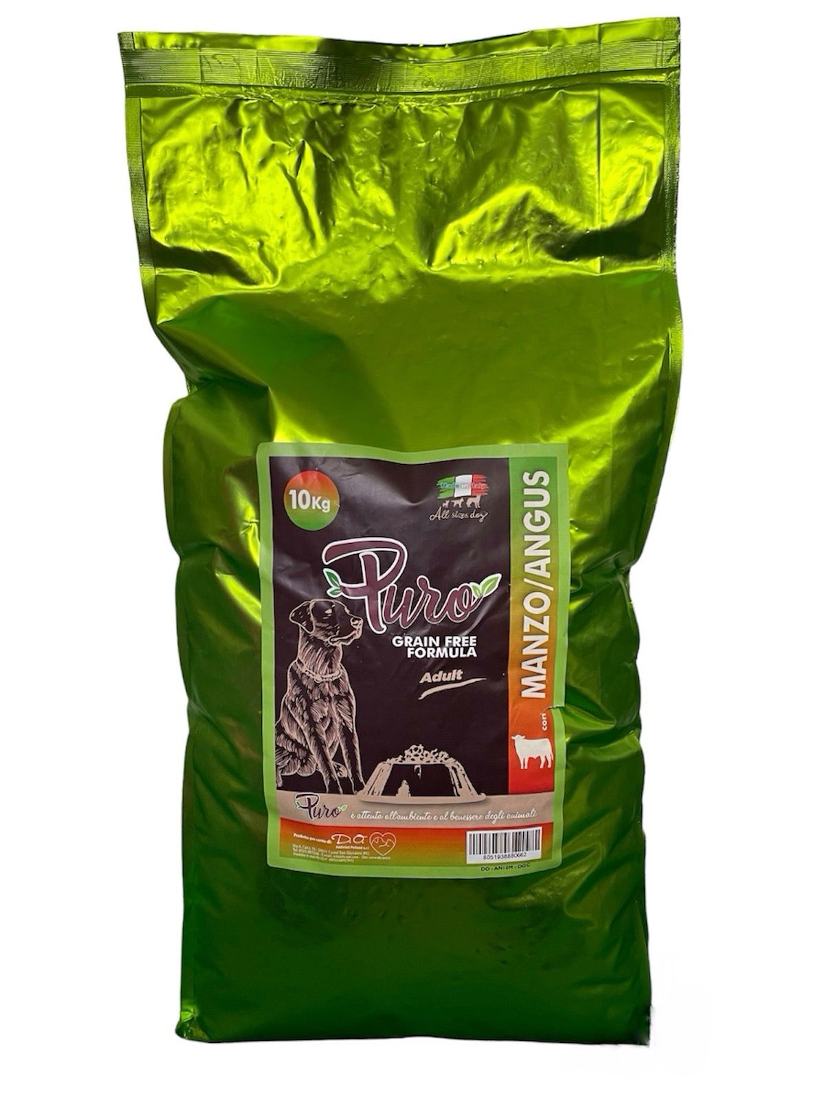 Puro - Crocchette Monoproteiche Cane con Angus di Manzo per Cani Adulti Senza Cereali Medium Grain Free