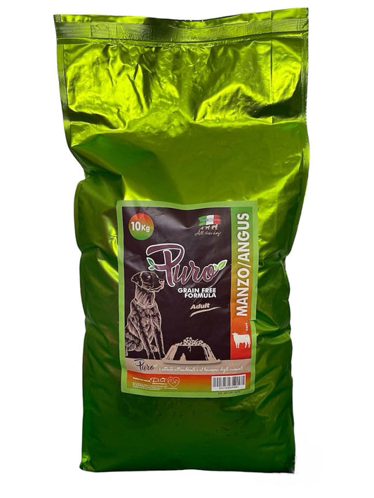 Puro - Crocchette Monoproteiche Cane con Angus di Manzo per Cani Adulti Senza Cereali Medium Grain Free