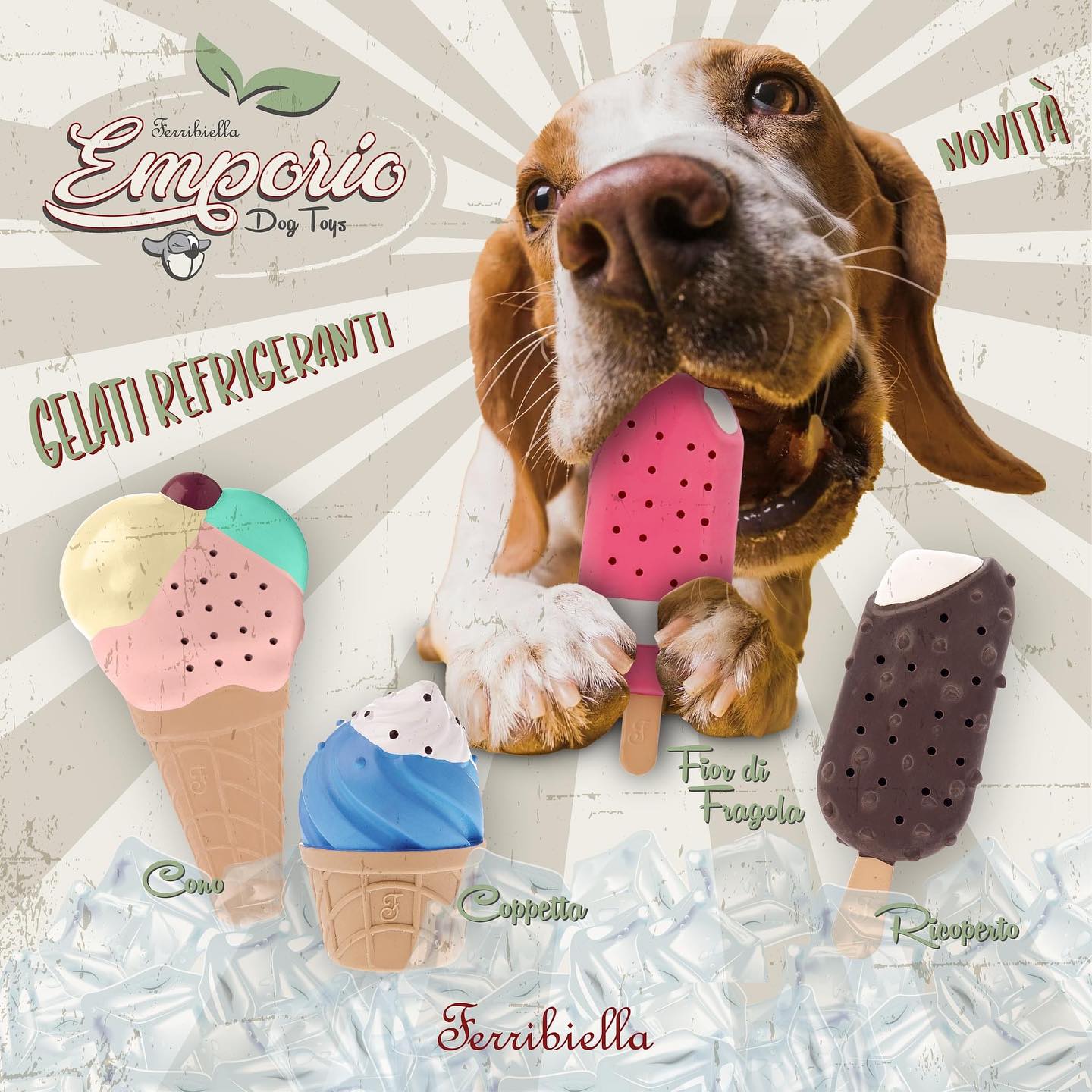 Ferribiella - Gioco per Cane in Lattice a forma di Gelato Emporio Dog Toys