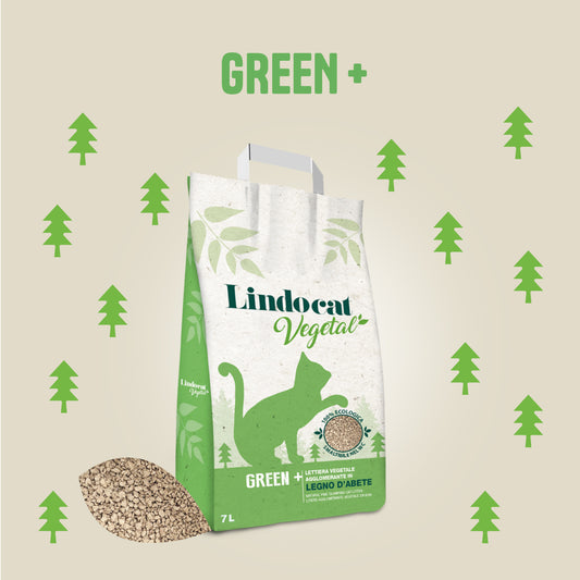 Lindocat Advance - Lettiera Vegetale Agglomerante in Legno d'Abete per gatti Green+ 7L