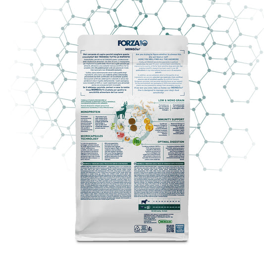 Forza10 - Crocchette Diet Cervo con Patate per Cani di Media e Grande Taglia Mono Diet Medium