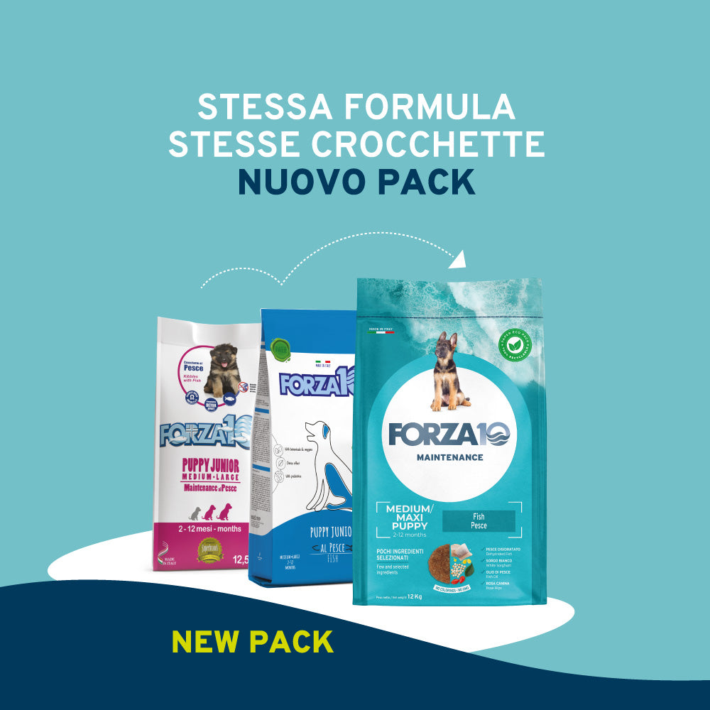 Forza10 - Crocchette Maintenance al Pesce per Cani Cuccioli Medium Large Puppy 12 Kg