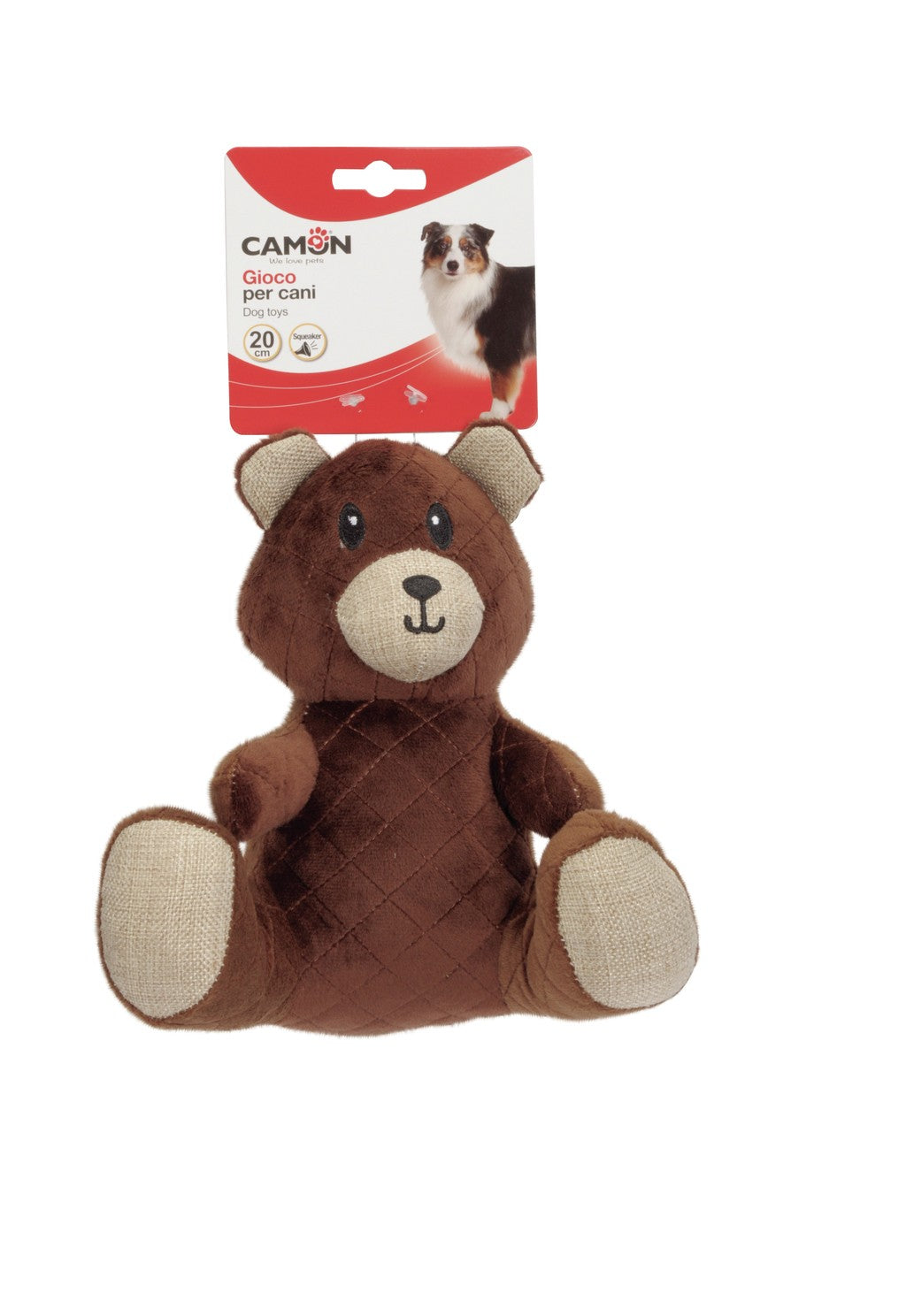 Camon - Gioco per Cani a forma di Orsacchiotto di Peluche con Squeaker 20 cm
