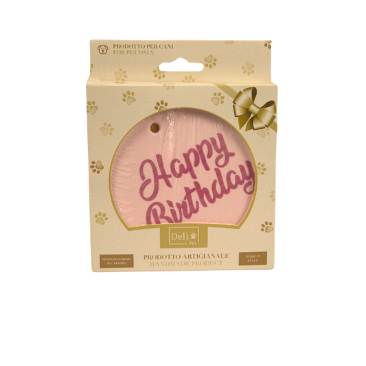 torta di compleanno per cani, dolce per cani Delì Pet, snack artigianale per cani, torta cane compleanno naturale, dolcetto per cani senza zuccheri, alimento festivo per cani, delì pet torta per cani, regalo compleanno per cani, cibo naturale artigianale per cani