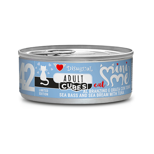 Disugual MiniMe Cubes Adult, Paté con cubetti gatti adulti, Alimento umido per gatti gluten free, Paté gatti alta carne Italia, Umido gatto texture cubes, Cibo umido adulti qualità premium