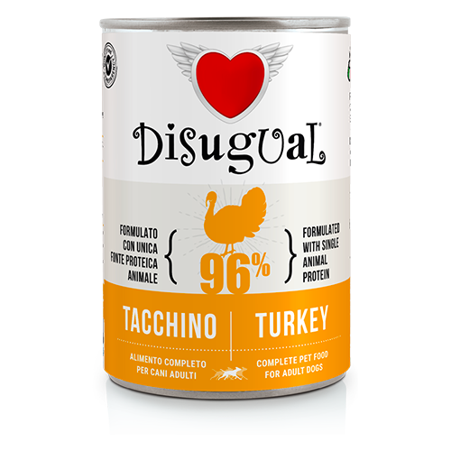Disugual - Lattina Umido Monoproteico Senza Cereali Paté Cani Adulti 96% Grain Free 400g