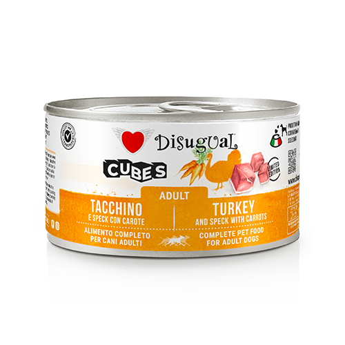 Disugual Cubes cane adulto, Umido cane 150 g, Paté cane con cubetti e carne, Alimento completo cane adulti Made in Italy, Gluten free umido cane, Senza conservanti e coloranti cane, Carni selezionate Disugual, Texture mista patè e cubetti