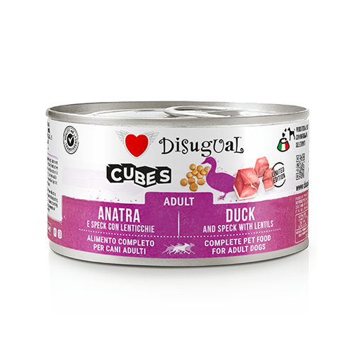 Disugual Cubes cane adulto, Umido cane 150 g, Paté cane con cubetti e carne, Alimento completo cane adulti Made in Italy, Gluten free umido cane, Senza conservanti e coloranti cane, Carni selezionate Disugual, Texture mista patè e cubetti