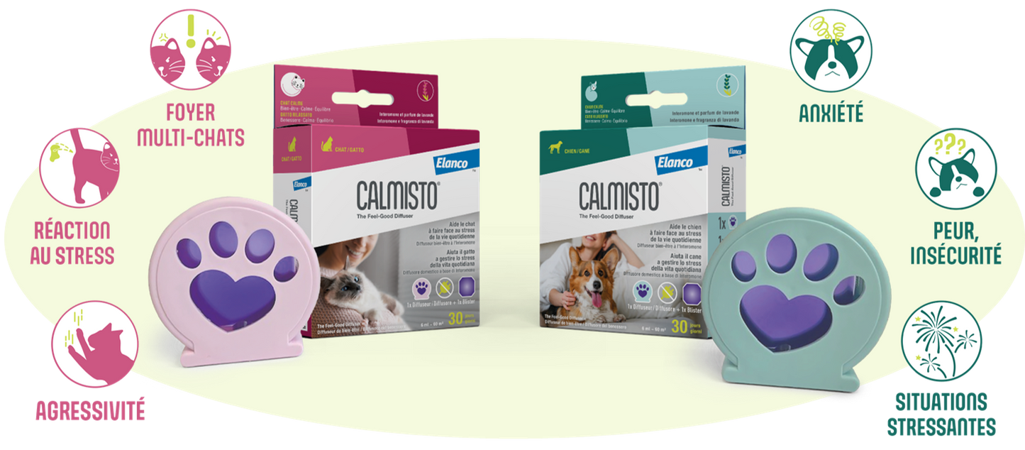 diffusore antistress cani, calmante naturale per cani, feromone cani Elanco, Calmisto diffusore per cani, cani stressati soluzioni, ansia cane rimedi, cane agitato casa
