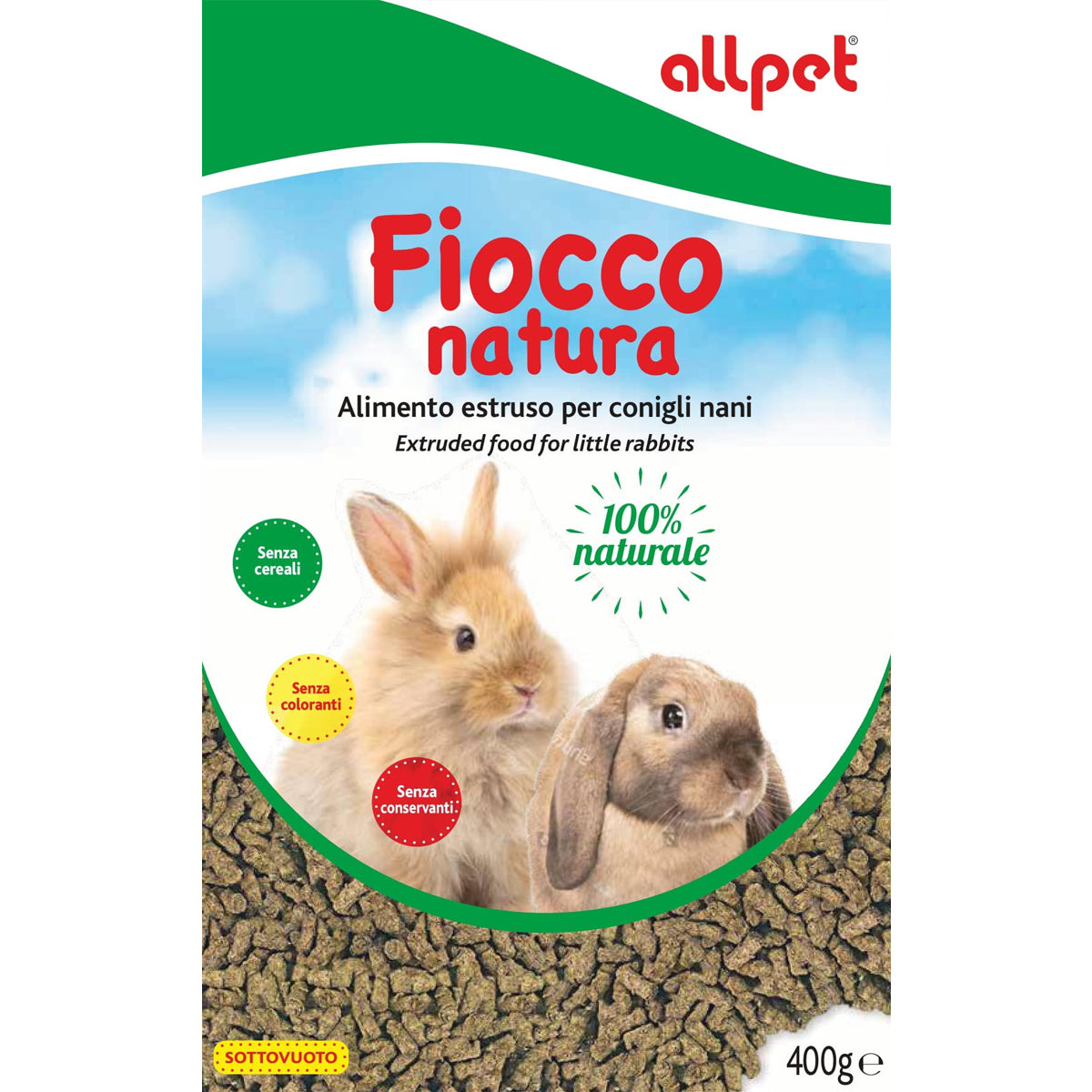 Mangime per conigli nani, mangime senza cereali per conigli nani, mangime grain free, AllPet Fiocco Natura, mangime per conigli nani alimento senza cereali sottovuoto Mangime per conigli nani, alimento naturale per conigli, mangime estruso coniglio, mangime senza conservanti, cibo per conigli fiocco natura, AllPet coniglio nano, alimentazione coniglio nano 100% naturale, coniglio sano e felice