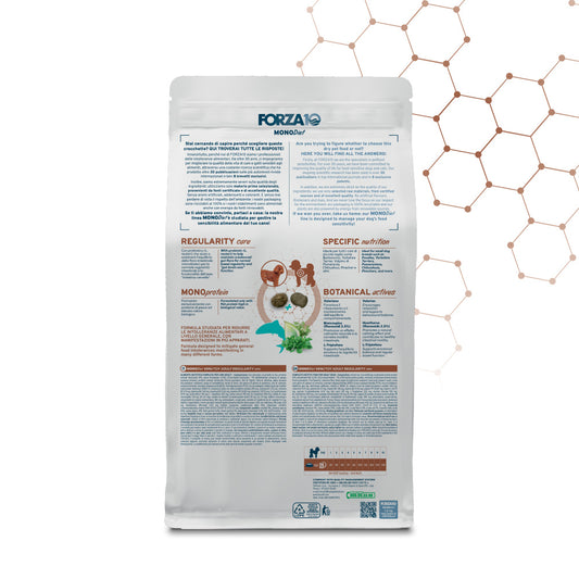 Forza 10 Regularity Care, crocchette cane intestino sensibile, crocchette cane piccola taglia, alimento cane regolarità intestinale, crocchette probiotiche cane, Forza10 Mini Toy Adult, alimento monoproteico pesce cane, crocchette ipoallergeniche cane, cibo cane microbiota intestinale, crocchette cane digestione delicata