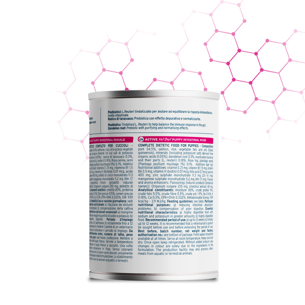 Forza10 Puppy Intestinal umido, umido cucciolo intestinale, alimento dietetico cuccioli, umido ipoallergenico cane cucciolo, Forza10 Puppy Intestinal 390g, cibo umido cucciolo digestione delicata, alimento con postbiotici cane, umido cane con tarassaco, alimento intestinale per cuccioli, umido cane sensibilità alimentari