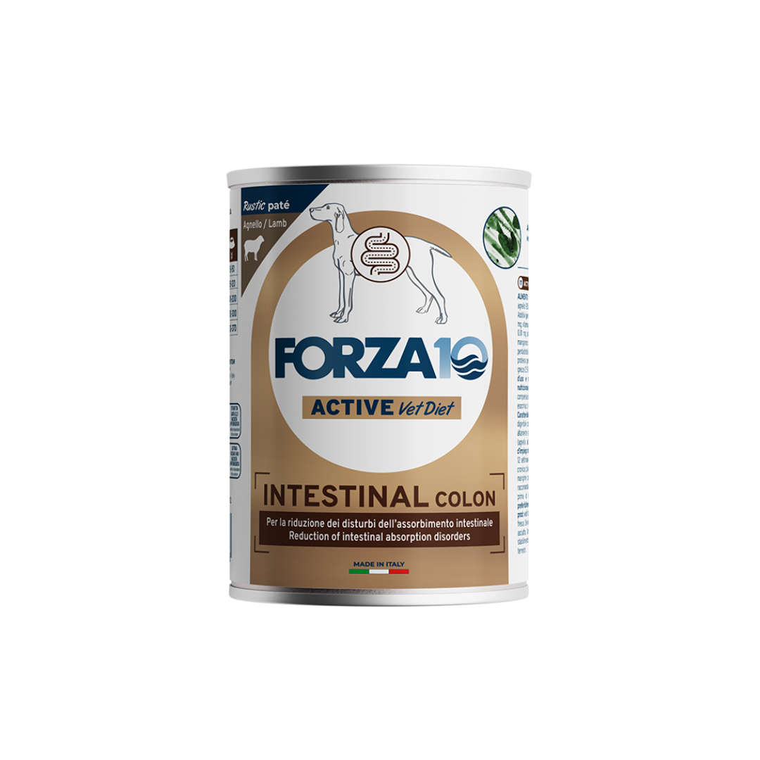 Forza10 Intestinal Colon Agnello, umido dietetico per cani, cibo per cani con problemi intestinali, alimento veterinario per colon irritabile cane, umido monoproteico agnello cane, dieta intestinale cane 390g, alimento per disturbi digestivi cane