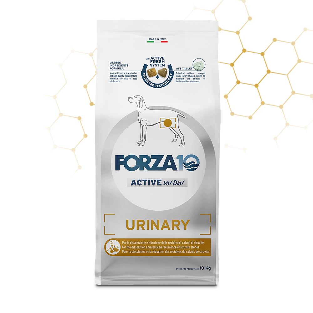 Forza10 Urinary Medium, Crocchette Urinary cane taglia media, Forza10 supporto vie urinarie cane, Alimentazione dietetica cane disturbi urinari, Crocchette terapeutiche cane struvite, Proteina di pesce Urinary Forza10, Cibo secco cane con calcoli urinario