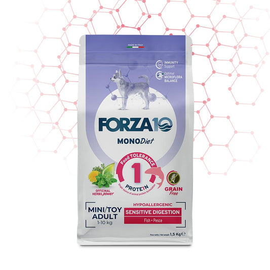 Forza 10 Crocchette Cane Mini Toy Diet Mono, Forza10 Mono Diet Mini Toy, crocchette ipoallergeniche cane, cibo per cani mini toy, alimentazione cane con allergie, crocchette monoproteiche Forza10