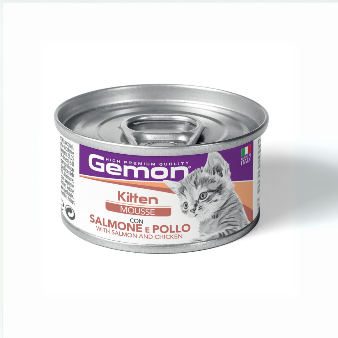 mousse gattini salmone pollo, umido kitten salmone pollo, Gemon Kitten mousse, umido per svezzamento gattini