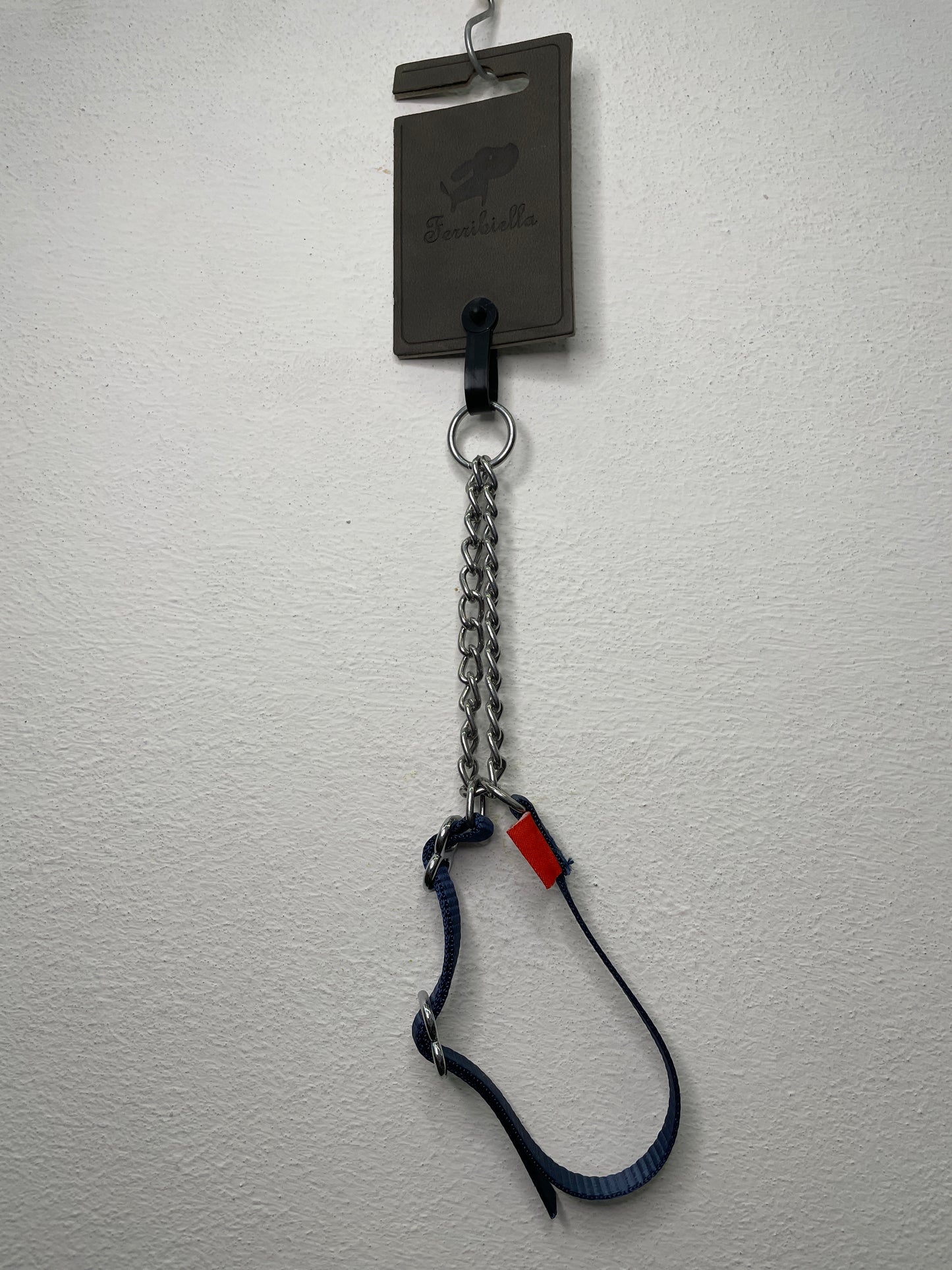 Ferribiella - Collare in Nylon con catena semi-strozzo per cani 40 cm x 10 mm