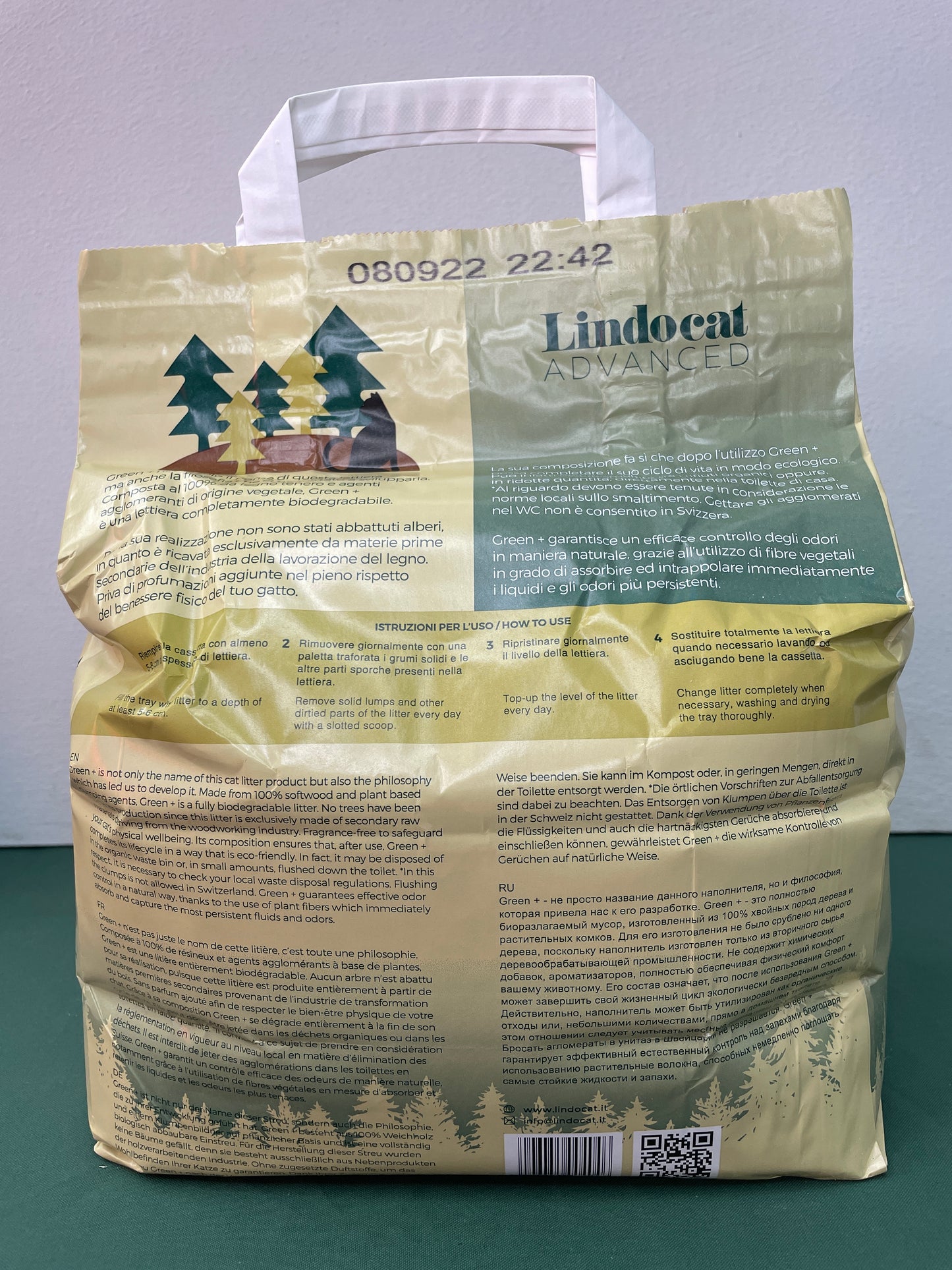 Lindocat Advance - Lettiera Vegetale Agglomerante in Legno d'Abete per gatti Green+ 7L