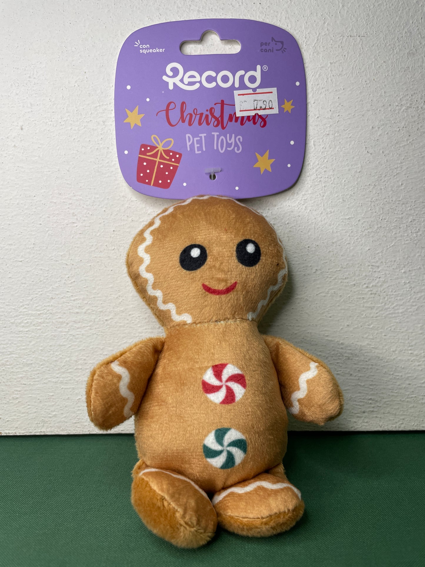 Record - Giochi per Cani Natalizio con Squeaker Coppietta di Zenzero 17 cm