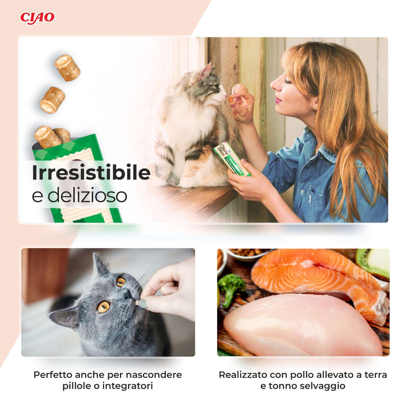 Inaba Churu Bites Snack Cremoso porta pastiglie e compresse per gatti