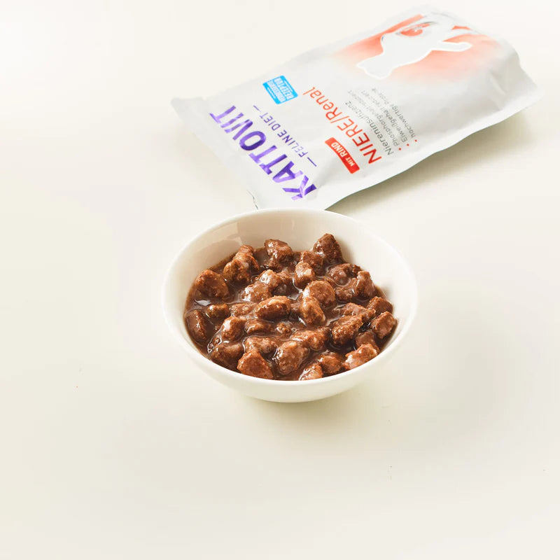 Kattovit Renal multipack, Dieta renale per gatti, Umido per gatti insufficienza renale, Bustine Renal 12×85 g Kattovit, Supporto renale gatto cibo dietetico, Alimento ridotto fosforo gatto, Cibo Renal proteine basse gatto