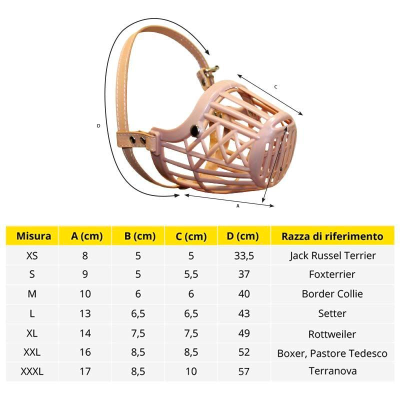 Croci - Museruola in Palstica con Cinturino in Pelle per Cani Lupo
