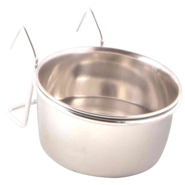 Trixie - Ciotola in Acciaio Inox con supporto per il fissaggio alla gabbia per uccelli e volatili