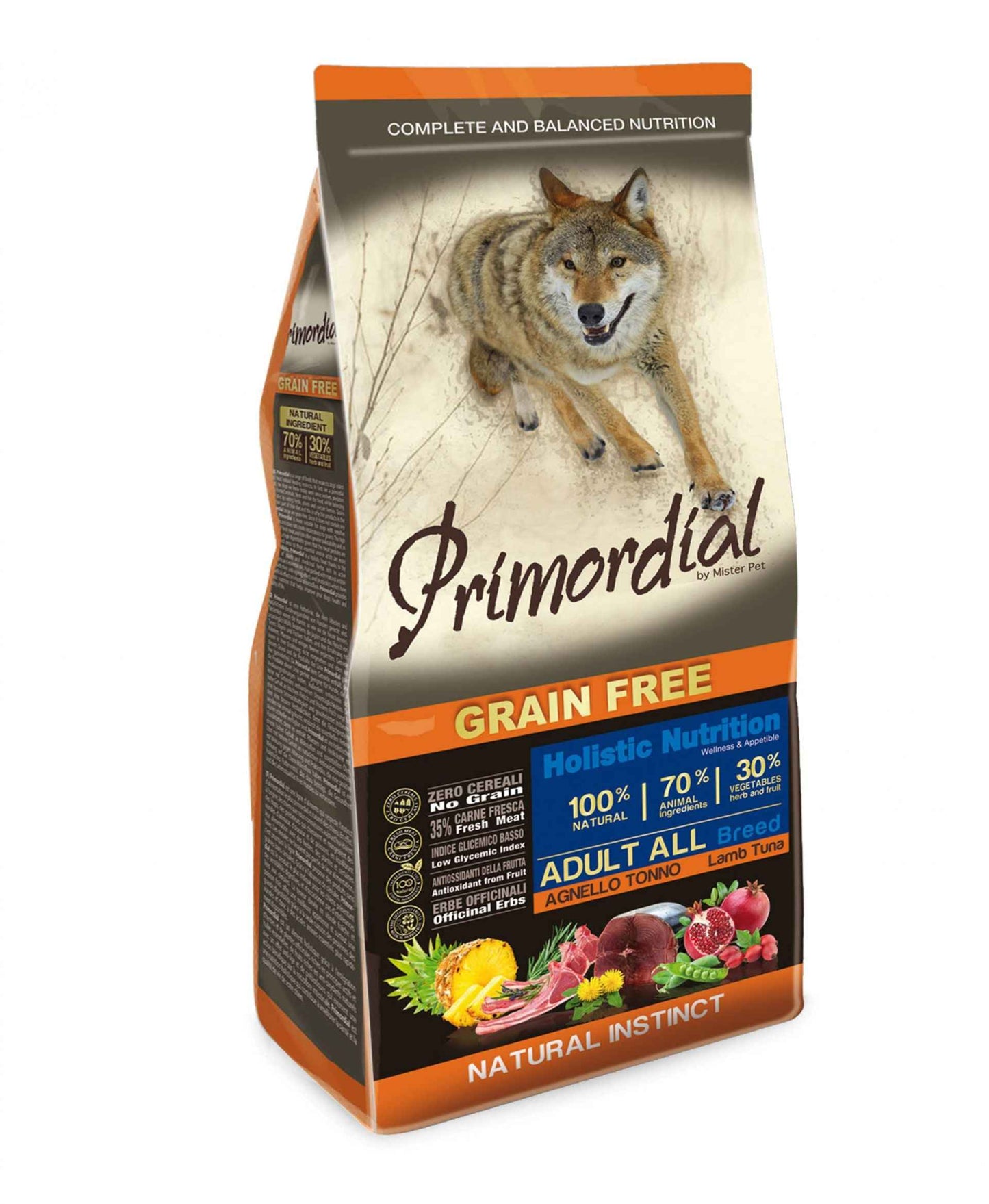 Primordial crocchette, Primordial adult grain free, crocchette senza cereali per cani, cibo secco cane grain free, alimento naturale per cani adulti, Primordial 2 kg
