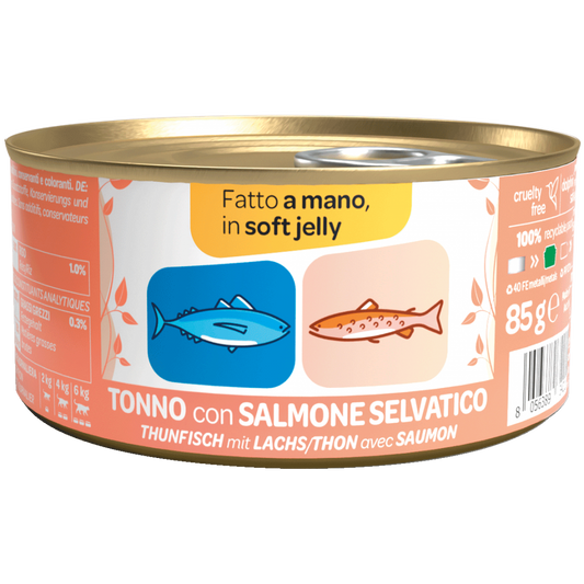We Nature - Lattina di Umido Naturale Fatto a Mano in Gelatina Cotto al Vapore per Gatti Adulti 85g Jelly