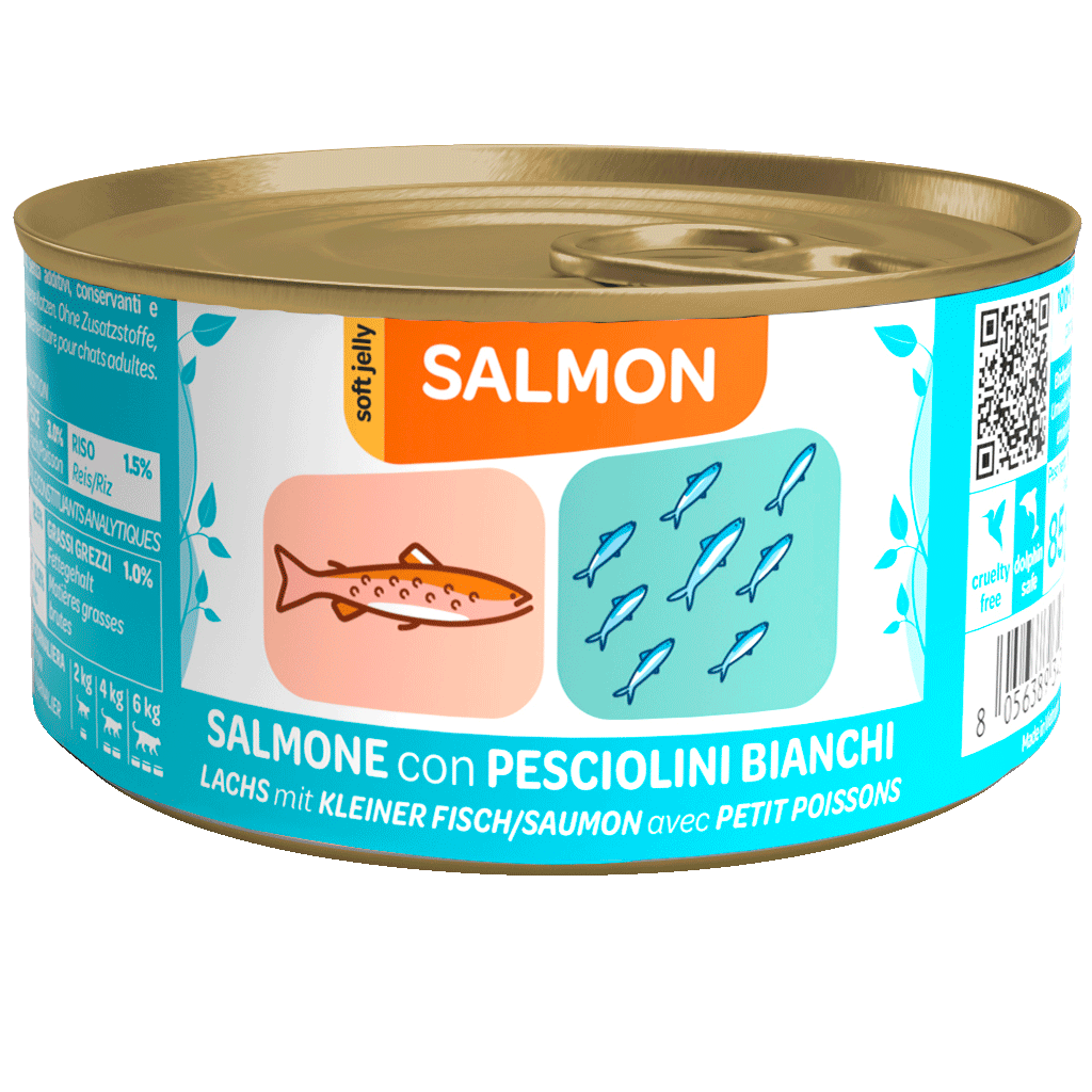 We Nature - Lattina di Umido con Salmone Naturale Fatto a Mano in Jelly per Gatti Adulti 85g