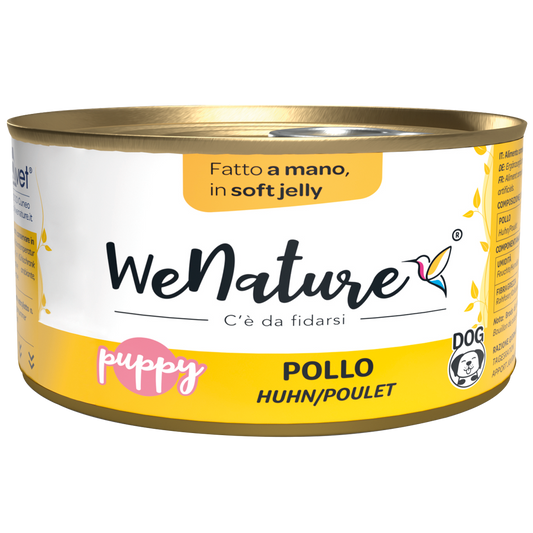 We Nature - Lattina di Umido Naturale con Pollo in Gelatina Morbida per Cani Cuccioli 150g Puppy