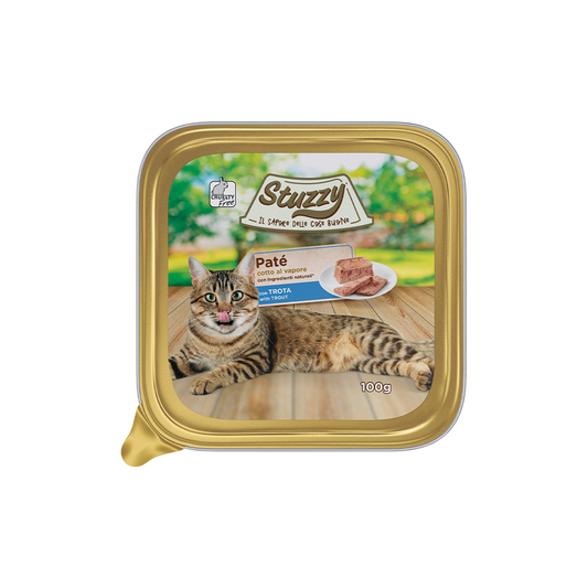 Paté Stuzzy gatto adulto, Umido cotto al vapore Stuzzy 100g, Alimento completo natural per gatti adulti, Paté con carne / pesce per gatti, Umido senza conservanti gatto Stuzzy, Ricetta paté Stuzzy cotto al vapore