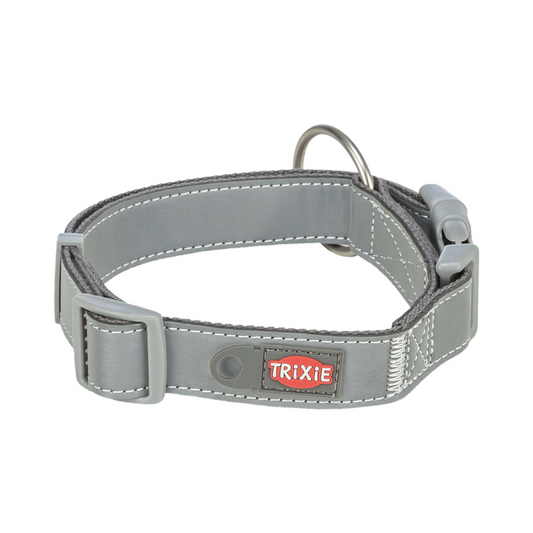 collare riflettente cane Trixie, Trixie Silver Reflect collare regolabile, collare sicurezza notturna per cani, collare visibilità al buio cane, collare in nylon riflettente Trixie premium, collare cane taglia S-M riflettente, collare esterno resistente per cani
