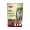 Snack per cani anatra, snack proteico cane, Trixie Ducky Stripes, strisce carne cane, premi naturali cane, petto anatra essiccato cane, spuntino sano cane, Trixie snack cane, snack addestramento cane, confezione richiudibile snack cane