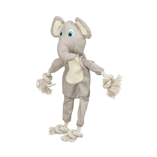 Gioco Trixie cane: peluche elefante 42 cm con corda e squeak, gioco cane peluche elefante, Trixie elefante 36133, gioco interattivo cane, peluche con squeak cane