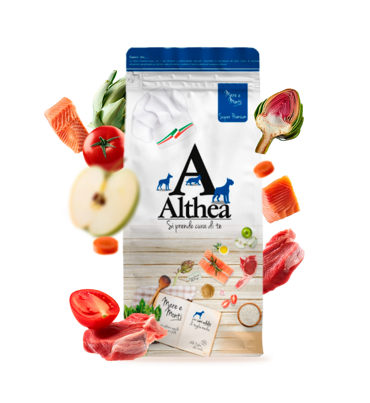 crocchette per cani taglia piccola, Althea Mare e Monti, crocchette con salmone, alimento secco completo cani, crocchette con antiossidanti naturali, crocchette con omega 3 e 6, crocchette made in Puglia, crocchette mini per cani