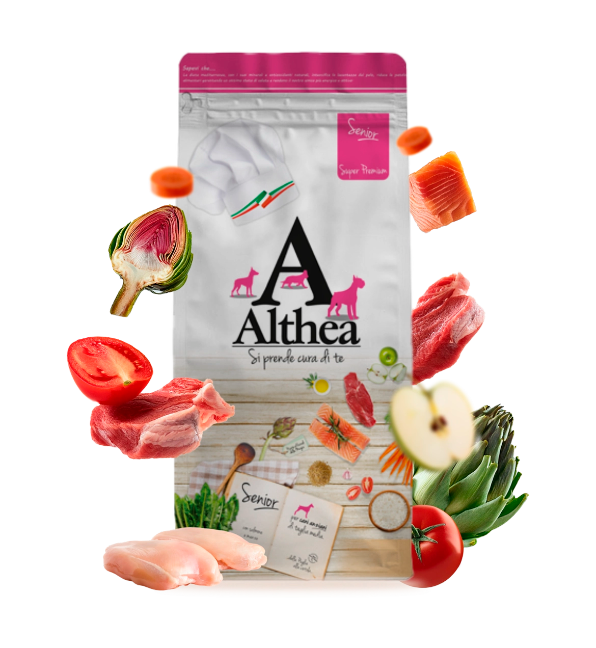 crocchette senior piccoli, alimento anziani con condroitina glucosamina, crocchette con Omega 3 e 6, crocchette functional senior, Althea Senior mini, crocchette made in Puglia, cibo cane anziano equilibrato