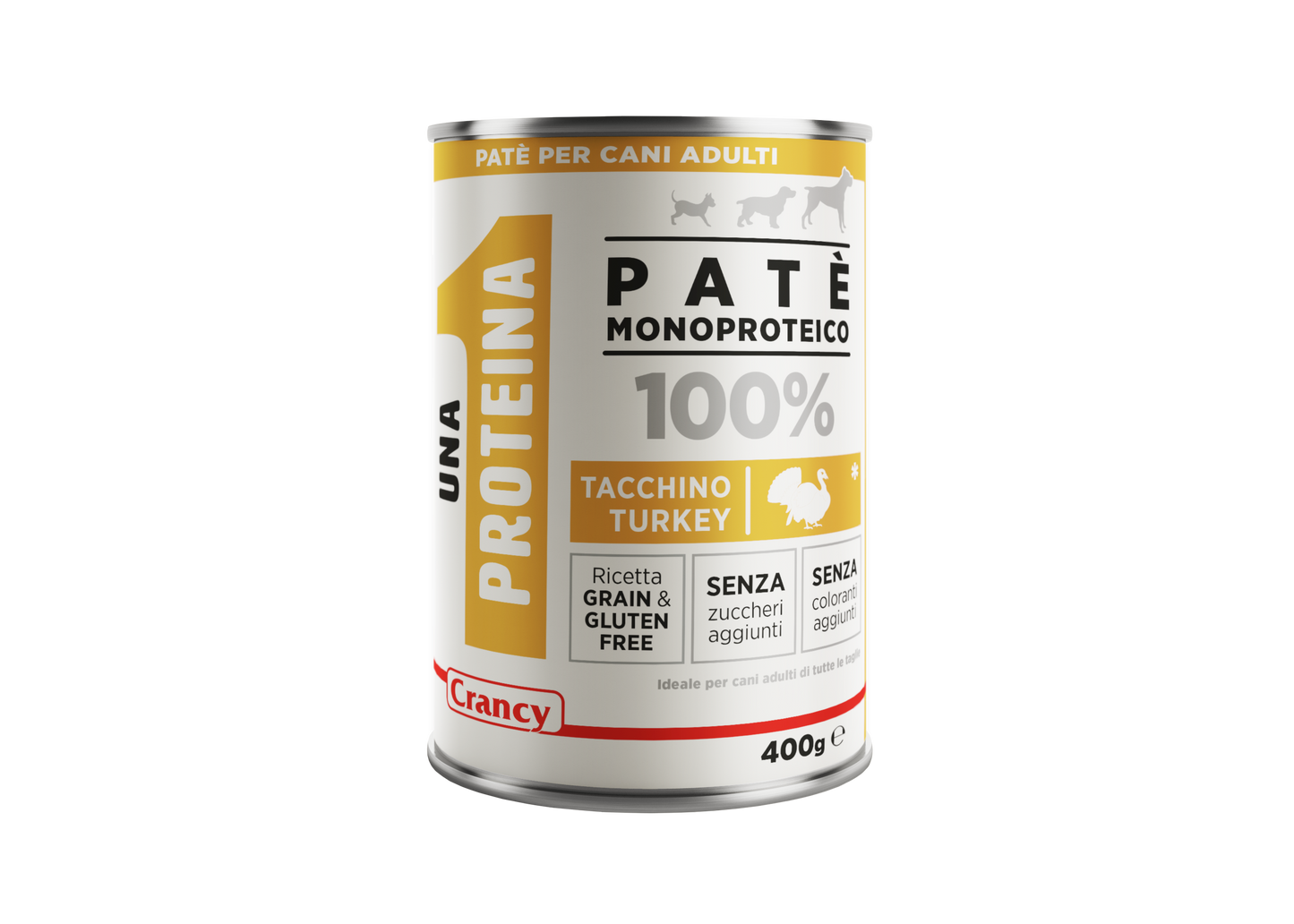 patè monoproteico cane, umido monoproteico cane, Crancy 1 Proteina umido cane, umido grain free cane maiale, cibo completo cane sensibile, alimentazione cane senza cereali