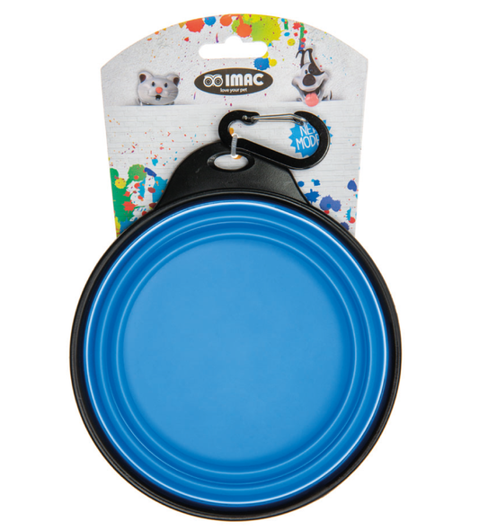 Ciotola pieghevole Imac in silicone food-grade, con moschettone, 3 capacità (380 1000 ml). Perfetta per cibo e acqua durante escursioni, viaggio o outdoor, ciotola da viaggio silicone, Imac ciotola collassabile, ciotola cane gatti portatile, silicone travel bowl pet