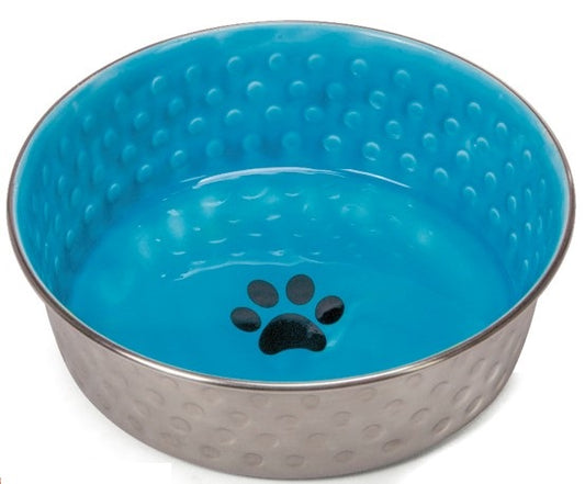 Imac - Ciotola in Acciaio con Bordo Gomma e finitura in Ceramica per Cani e Gatti