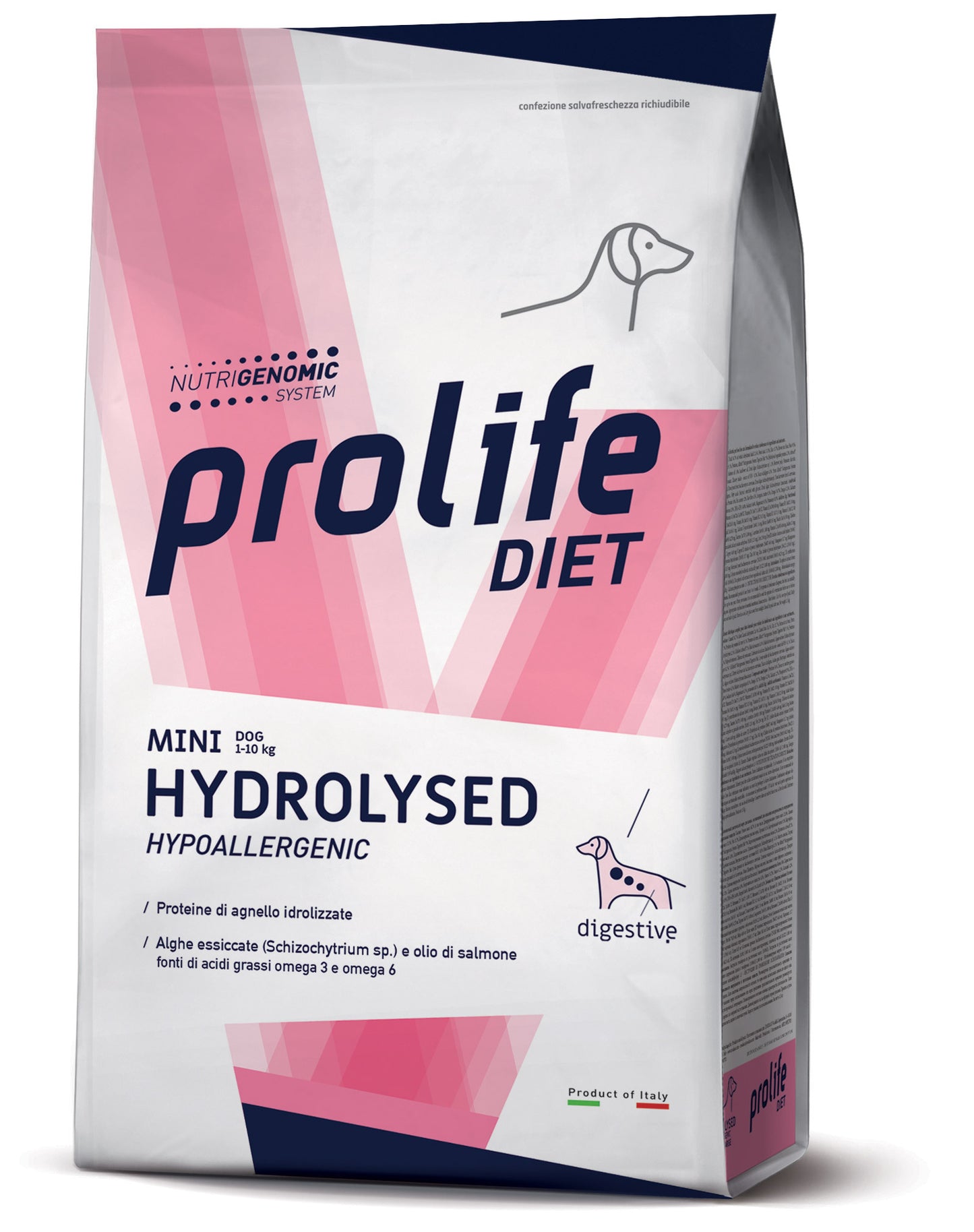 Prolife - Crocchette per Cani di Piccola Taglia con Allergie e Intolleranze Alimentari Dog Veterinary Diet Hydrolysed Hypoallergenic Mini Agnello 5 Kg