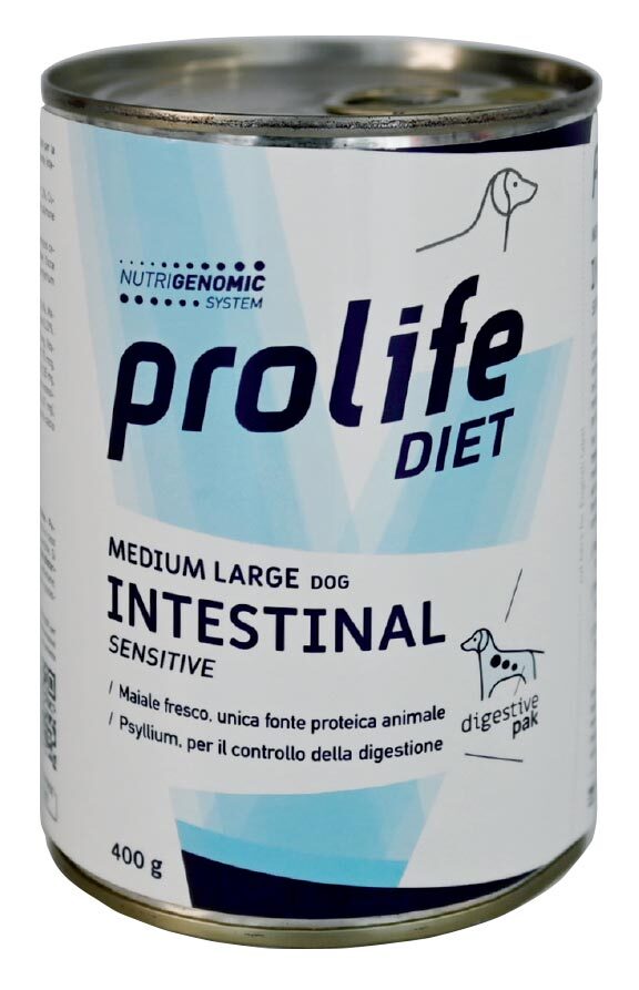 Prolife - Lattina di Umido per Cani con patologie Gastrointestinali Intestinal Sensitive Medium/Large 400g