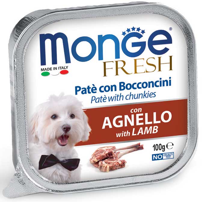 Monge - Vaschette di umido in Patè completo con cuore a Bocconcino per Cane Fresh 100g