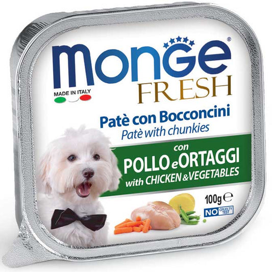 Monge - Vaschette di umido in Patè completo con cuore a Bocconcino per Cane Fresh 100g