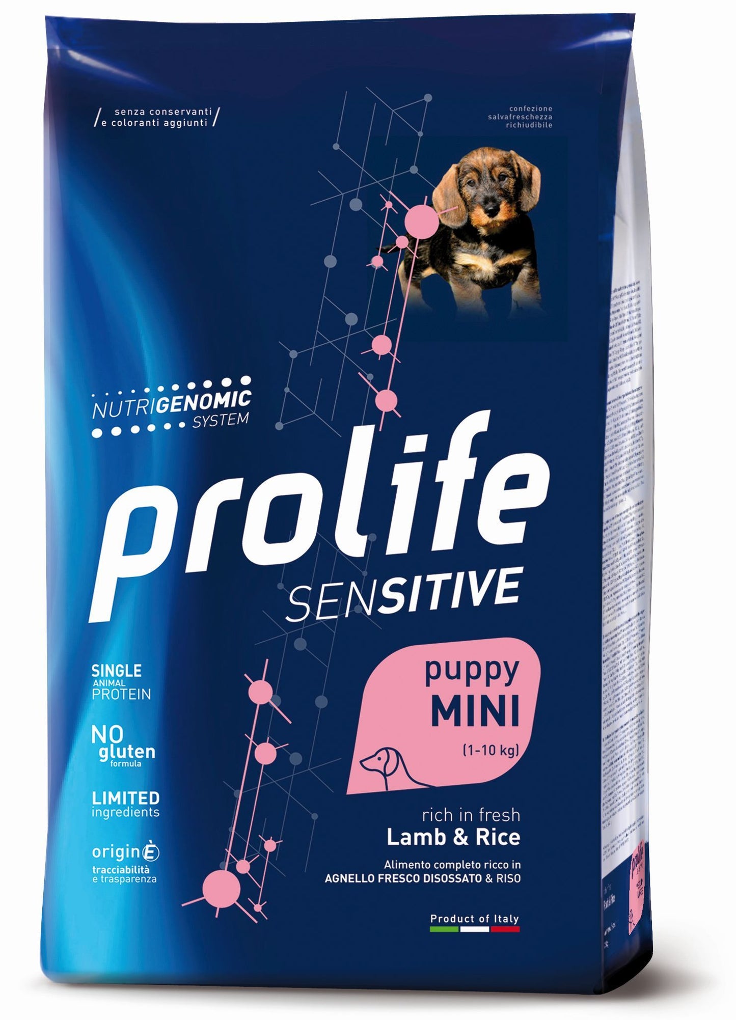 Prolife - Crocchette Mini Monoproteiche per Cani Cuccioli con SENSIBILITÀ ALIMENTARI Sensitive Puppy 600g