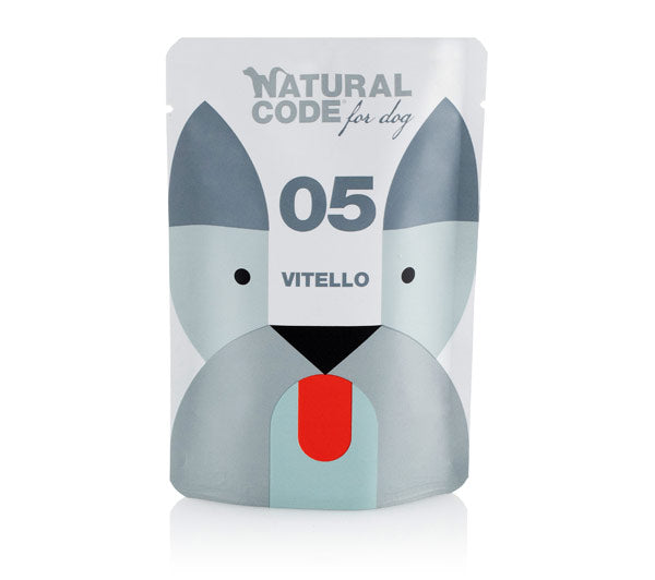 Natural Code Cane, umido monoproteico busta 100 g, umido cane adulto monoproteico, senza cereali cibo umido cane, alimento completo cane, umido cane proteina unica 100g, umido cane premium qualità naturale