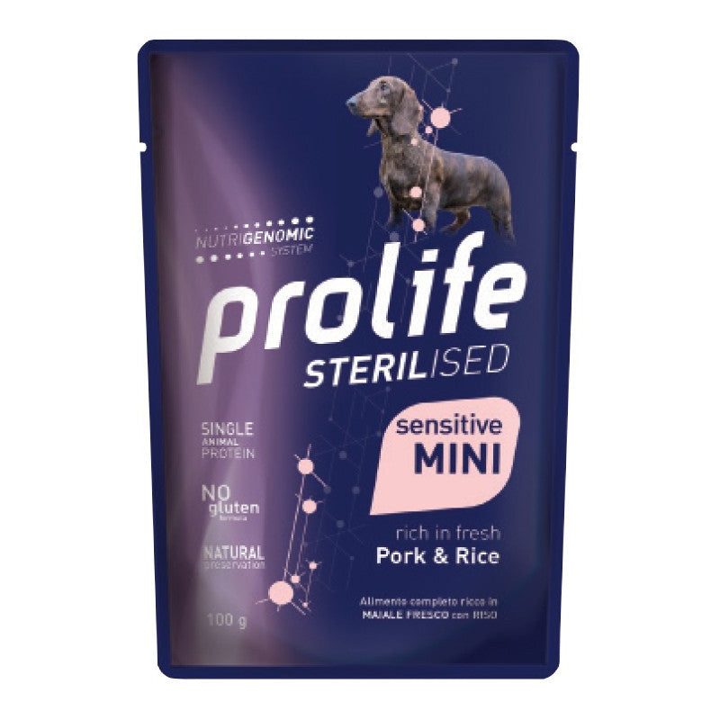Prolife - Umido Sterilised Monoproteico per Cani Sterilizzati Maiale e Riso 100g