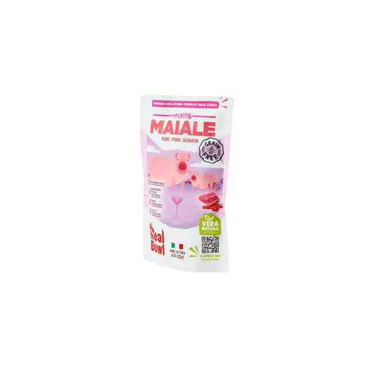umido gatto monoproteico, Real Bowl gatto 80g, alimento completo gatto, cibo umido gatto alta qualità, umido gatto singola proteina, alimento gatto ingredienti human grade, umido gatto busta 80g, cibo gatto digeribile, alimentazione naturale gatto
