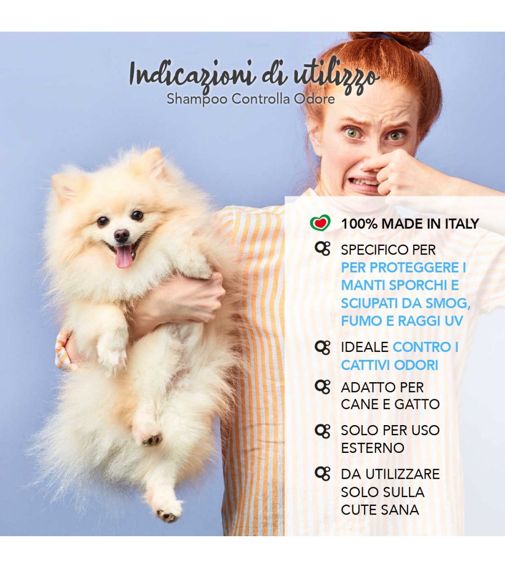 shampoo per cani controlla odore, shampoo Yuup cani, shampoo professionale per cani, shampoo antiodore cane, detergente naturale per cani, shampoo pelo lucente cane, shampoo per cani sensibili, shampoo igienizzante cane