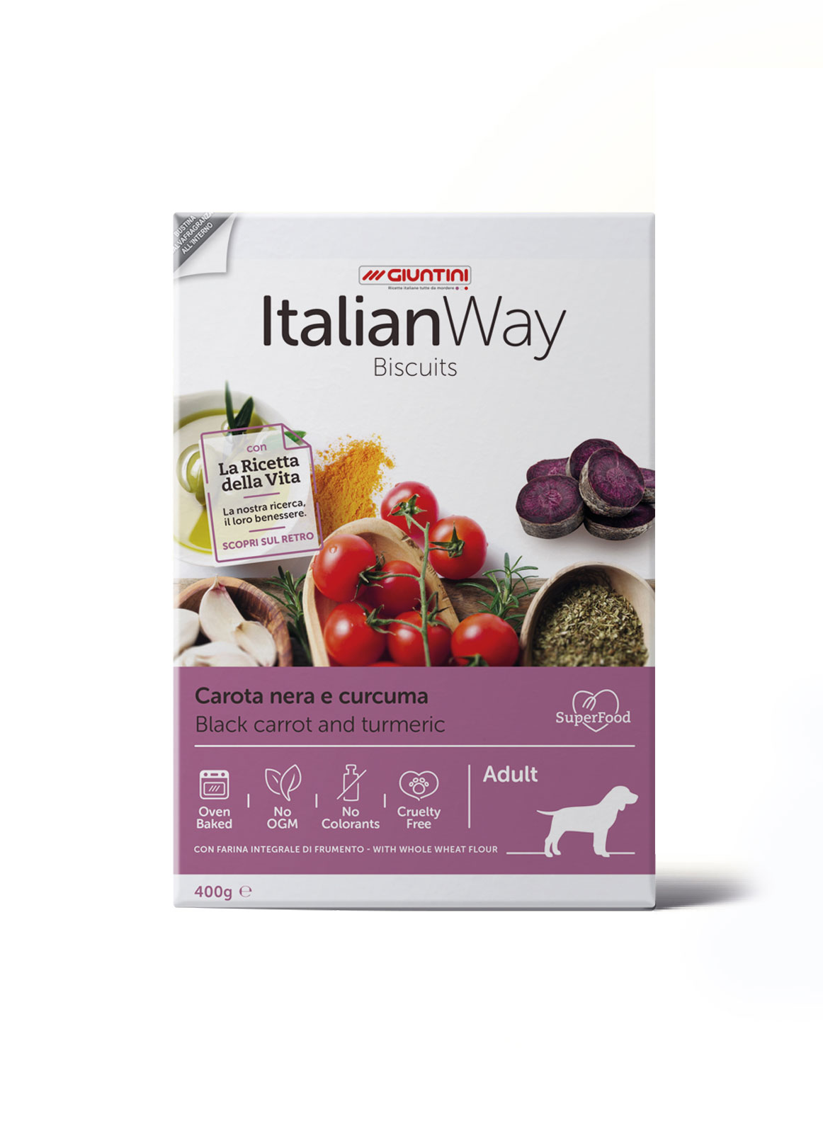 ItalianWay - Biscotti per Cani Cotti al Forno con Carota Nera e Curcuma 400g